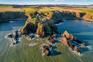 Dunnottar medieval castle located on the east coast of Scotland