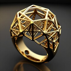 Fototapeta na wymiar A beautiful dodecahedron gold ring for all the lovers at the Saint Valentine's day
