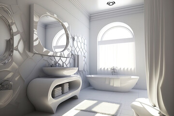 Bathroom design and decor in the current era. Generative AI