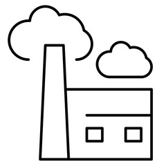 Factory pollution, industry building