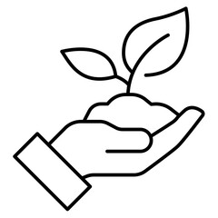 Hands with plant growing leaves icon