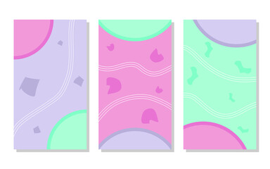 set of pink, soft purple and pastel green. cheerful abstract  background with pastel color. simple, flat and colorful concept. used for wallpaper, backdrop, social media stories, copy space and poster