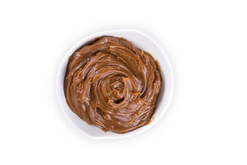 dulce de leche white background, top view