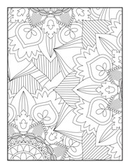 Fototapeta na wymiar Flower, Mandala Coloring Page for Adult, Pattern Mandala Coloring Pages, Floral Mandala