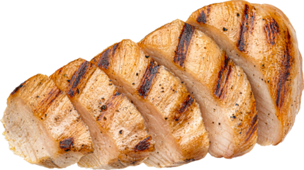 Grilled chicken breast slices isolated