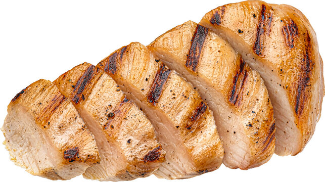 Grilled chicken breast slices isolated