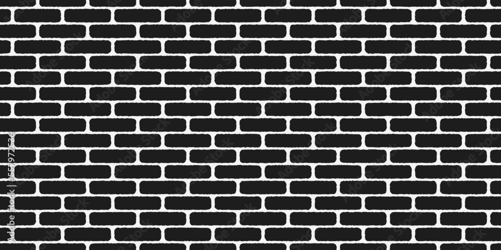 Poster brickwall seamless pattern with black color bricks. vector print for textiles, stylish illustration,