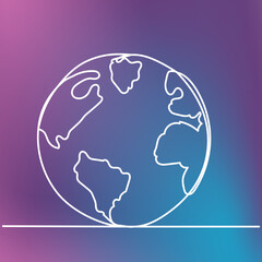earth sketch continuous line drawing, vector
