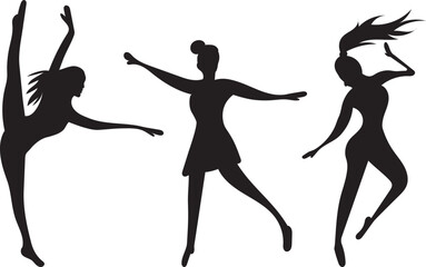 dancing women rejoice silhouette design vector isolated