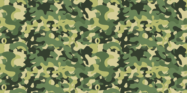 Army camouflage pattern with green pea color. Vector print for textiles, stylish illustration, seamless fabrics, notebooks, interior, wallpaper.