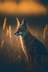 fox in sunset AI