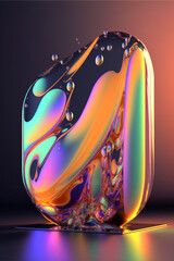 Colorful 3d fluid shape sculpture holographic gradient, geometric fluid blob art, dispersion effect glass 3d rendering, generative art