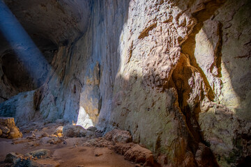 Light ray coming inside a giant massive cave 