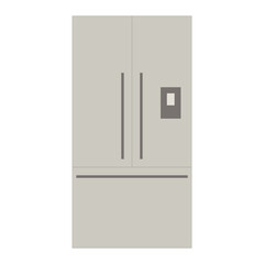 Simple flat kitchen fridge with two doors gray