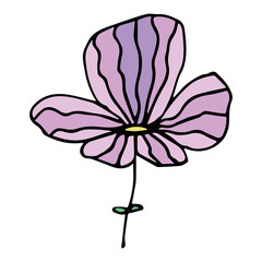 Simple flower clipart. Hand drawn floral doodle. For print, web, design, decor, logo