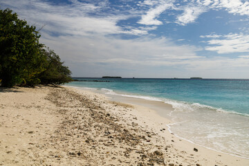 Beautiful seascape with white sand on the beach