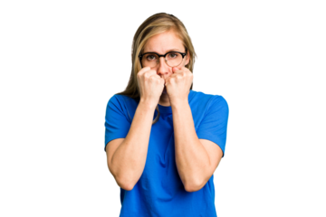 Young caucasian woman cutout isolated throwing a punch, anger, fighting due to an argument, boxing.