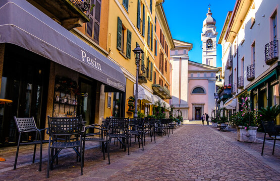 Menaggio, Italy - November 24: old town and port of Menaggio in italy - Lago di Como on November 24, 2022