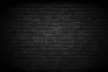 Black background of an old brick wall or a dark wall surface made of a lot of bricks. The background was artfully put together. Generative AI