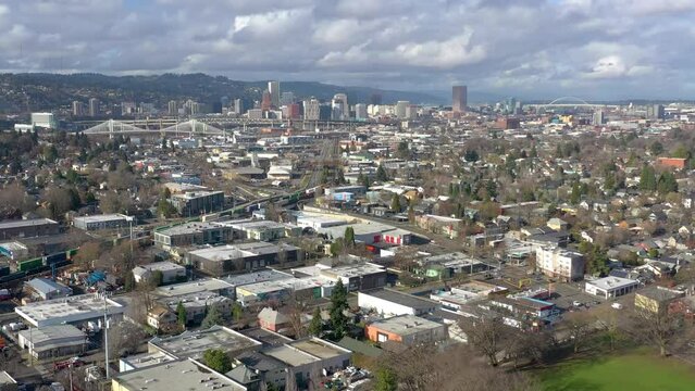 Portland Oregon Aerial Drone View.