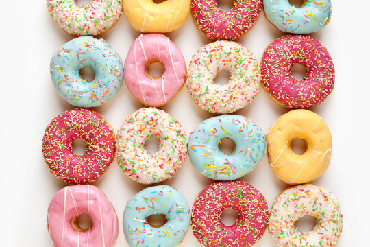 Lots of Color donuts isolated on white background