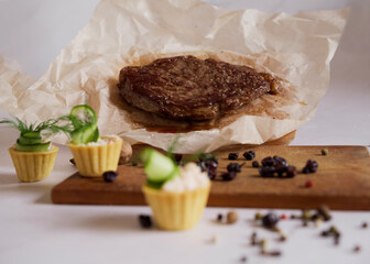 Flatlay steak from marbled beef