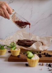 Flatlay steak from marbled beef