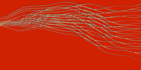 abstract golden lines on red background. 3d illustration - 557981923