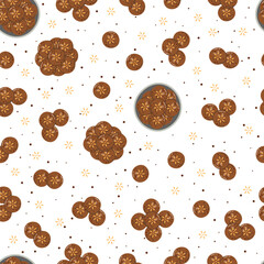 Traditional korean sweet dessert Yakgwa seamless pattern. Popular snack treats for mid autumn festival and korean thanksgiving day. Asian food hand drawn flat vector illustration isolated on white