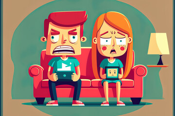 sad. boring relatives. People are clueless as to what to do because the TV is broken. Internet and entertainment free time. Generative AI