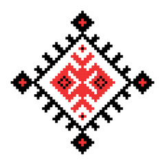 Vector illustration of ukrainian folk ornament. Vyshyvanka. Traditional geometric ornament from Eastern Europe on a white background. For tablecloth, dress, skirt, textile design.Ukrainian embroidery