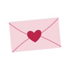 Cute doodle envelope with a red heart.