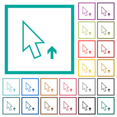 Arrow cursor up outline flat color icons with quadrant frames
