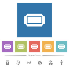 Obraz premium Ticket with straight edges flat white icons in square backgrounds