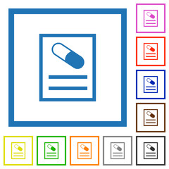 Medical prescription flat framed icons