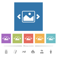 Image slideshow flat white icons in square backgrounds