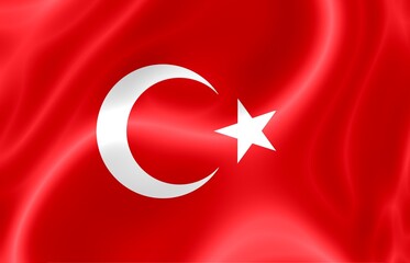 Obraz premium Shiny and wavy Turkey flag illustration