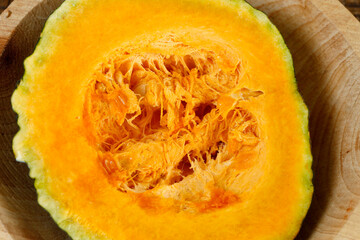 Sliced pumpkin closeup