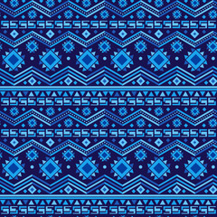 seamless geometric textile pattern in blue