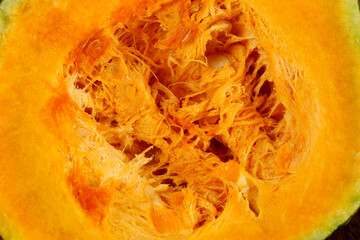 Sliced pumpkin closeup