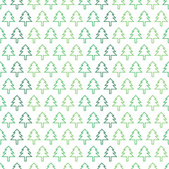 Simple Pattern Christmas Outline Tree Icons Green and White