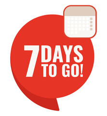 Number 7 of days left to go. Badge with, sale, landing page, banner.
