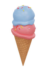 Ice cream cone transparent background high quality details - 3d rendering