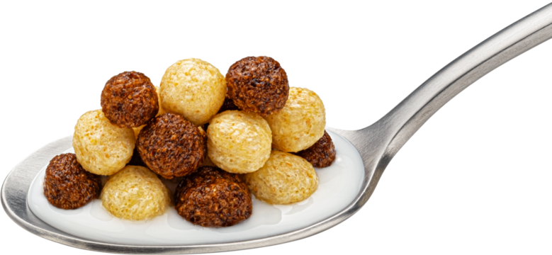 Corn balls mix with milk isolated