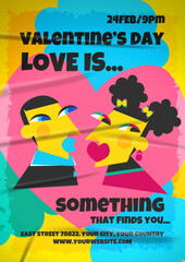 Colorful Valentine Loving Couple Poster Design