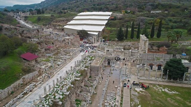 Drone image of Selcuk Ephesus ancient city