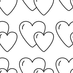 Cute doodle heart pattern. Hand drawn doodle illustration.