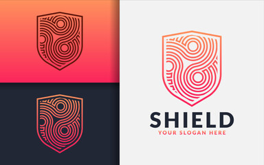 A shield with abstract creative lines, forming a logo design, perfect for use in security or protection themed projects.