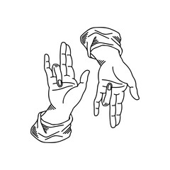 vector illustration of two hands concept