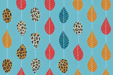 Leopards roam freely in this abstract hand-drawn jungle print. Inventive seamless pattern based on a modern collage aesthetic. Honest to goodness hues. The latest in design trends. Generative AI